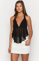 Brielle Black Halter Top